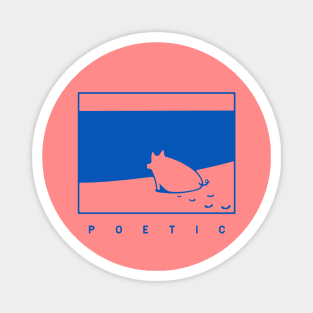 Poetic mood, a pig on the beach Magnet